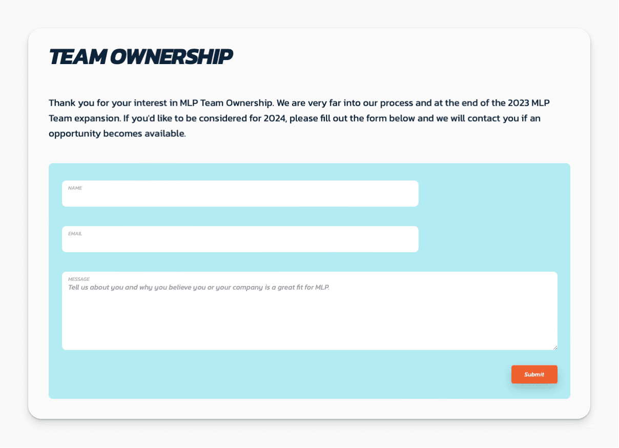 Major League Pickleball - Own a Team
